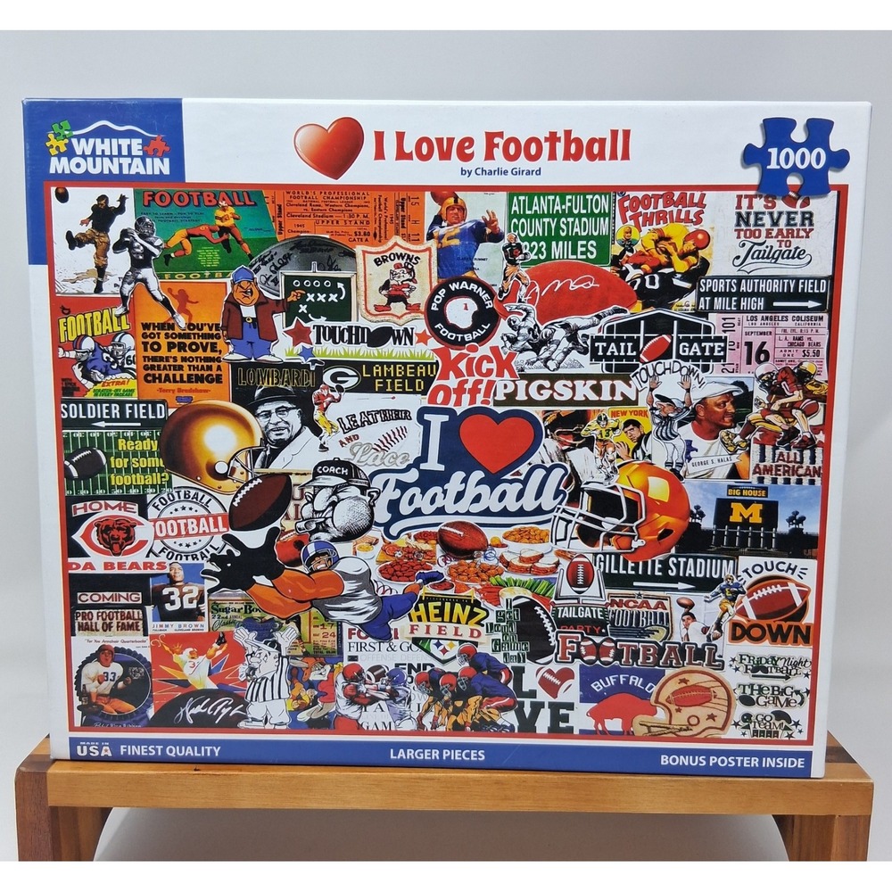 White Mountain Puzzles I Love Football 1000 Piece Jigsaw Puzzle Charlie Girard